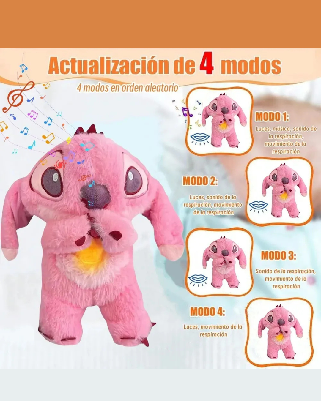 Stich Peluche Rosado Que Respira