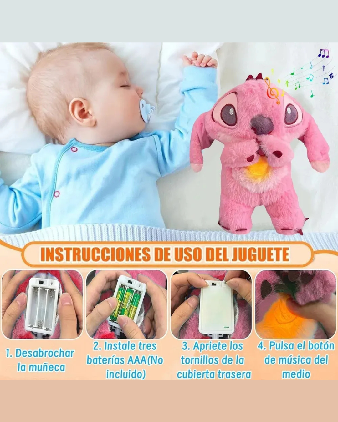 Stich Peluche Rosado Que Respira